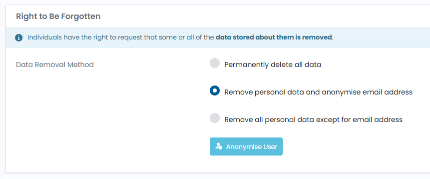 Remove personal data and anonymise email address